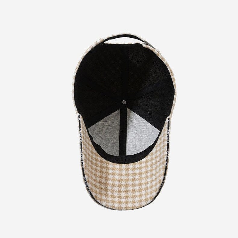 Men’s Houndstooth Baseball Cap | Stylish Vintage Brown Checkered Cap