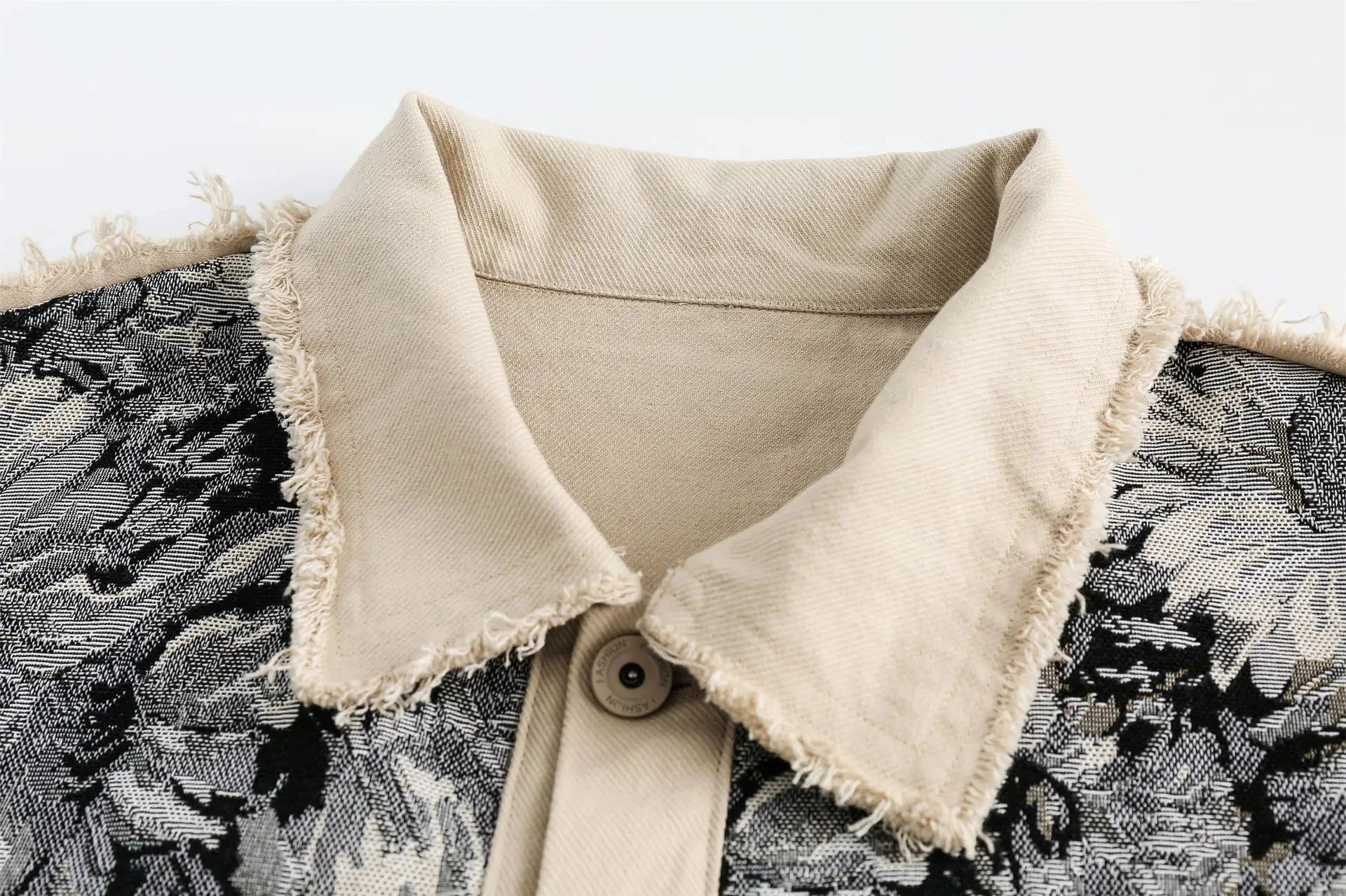 Men’s Patchwork Denim Jacket | Vintage Floral Jacket with Fringe Details