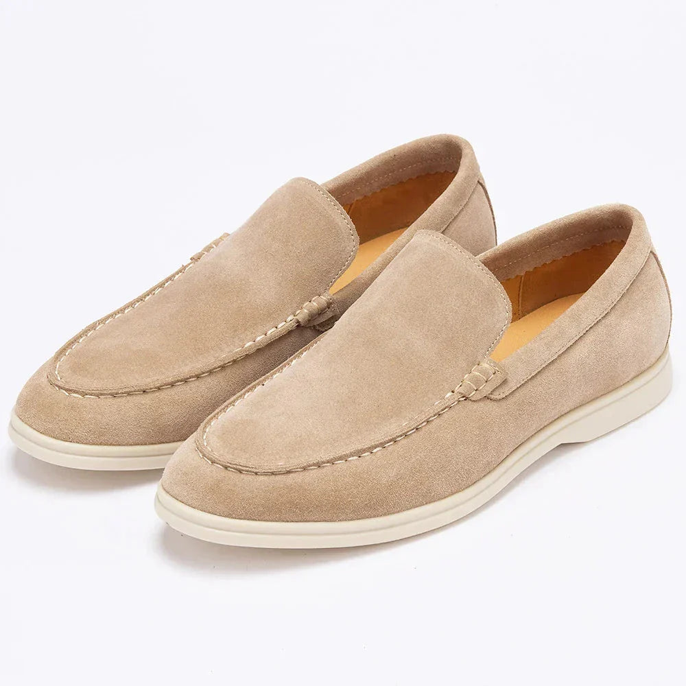 Men’s Suede Loafers | Comfortable Beige Slip-Ons