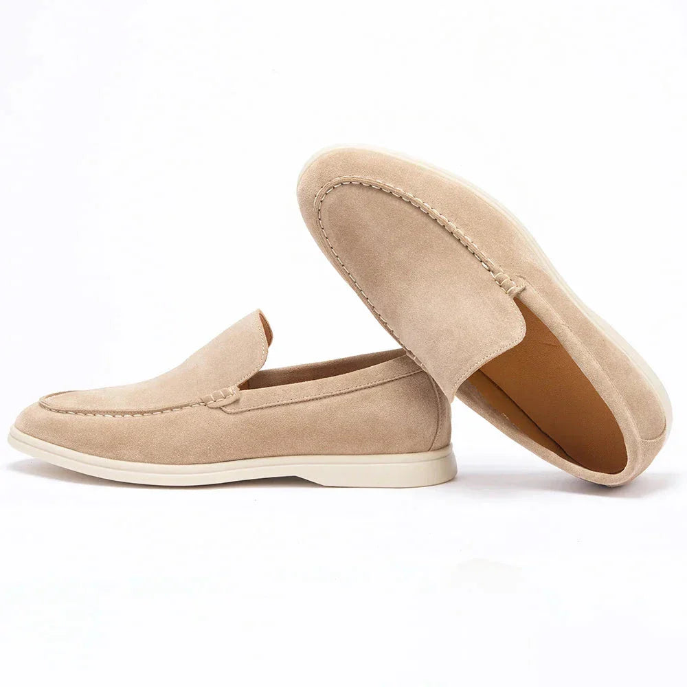 Men’s Suede Loafers | Comfortable Beige Slip-Ons