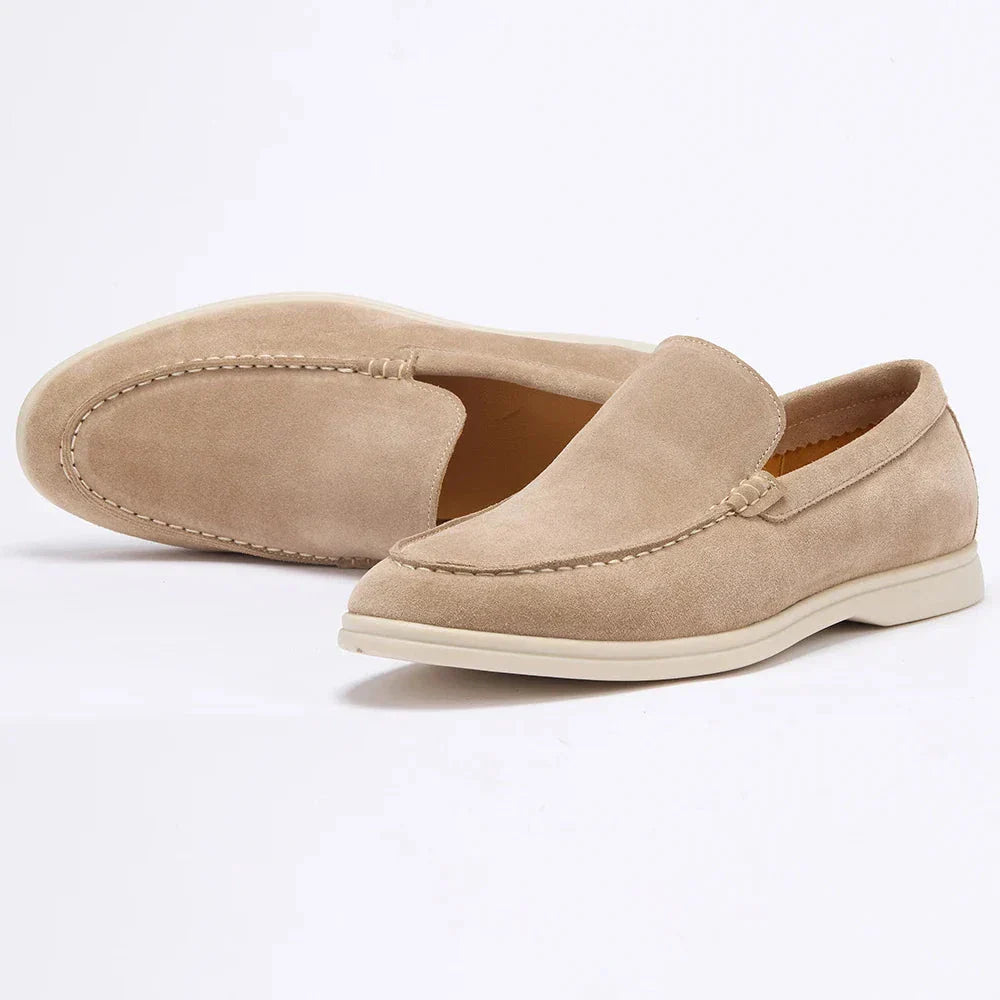 Men’s Suede Loafers | Comfortable Beige Slip-Ons