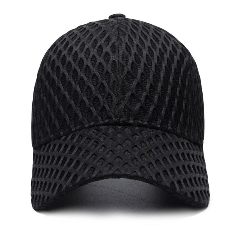 Men’s Mesh Cap with Honeycomb Texture | Breathable Adjustable Black Sports Cap