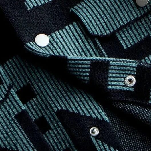Men’s Patterned Knitted Jacket | Vintage Knitted Shirt with Letter Print