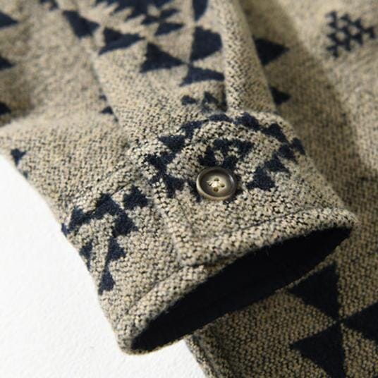 Men’s Wool Jacket with Jacquard Pattern | Casual Retro Shirt Jacket for Autumn