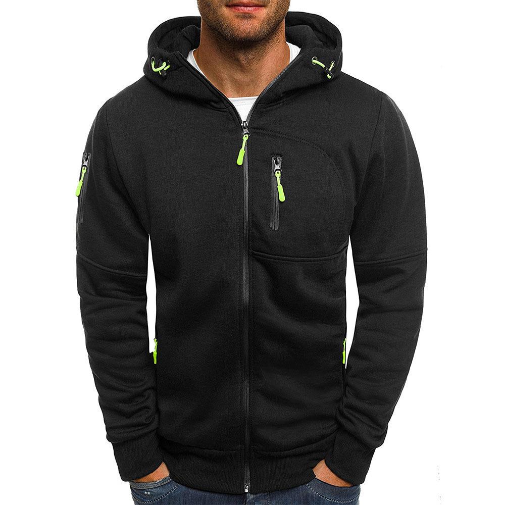 Men's Casual Cotton Blend Zipper Hooded Slim Fit Sports Jacket