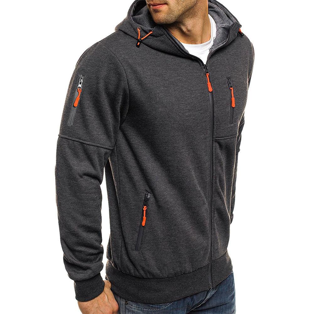 Men's Casual Cotton Blend Zipper Hooded Slim Fit Sports Jacket