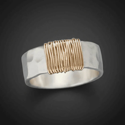 Vintage Goldfaden Ring With Silver Finish - Elegant Handmade Jewelry For Ladies