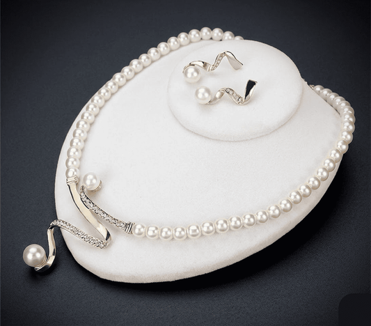 Natural Pearl Necklace Set + Earrings - Handmade Jewelry - Shipping Guarantee