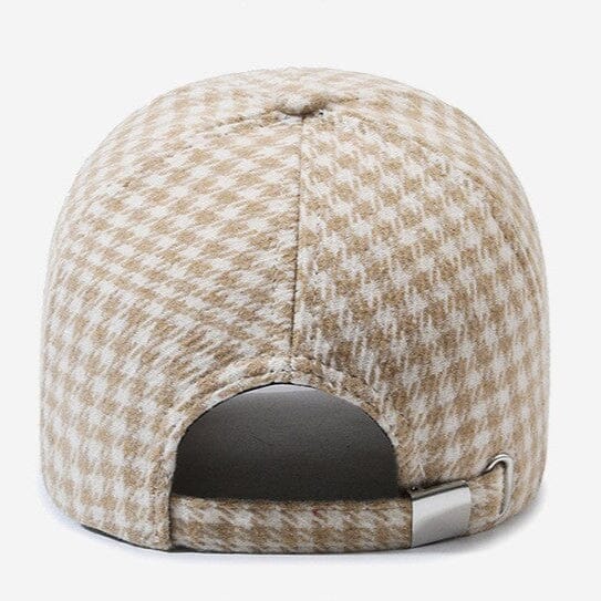 Men’s Houndstooth Baseball Cap | Stylish Vintage Brown Checkered Cap
