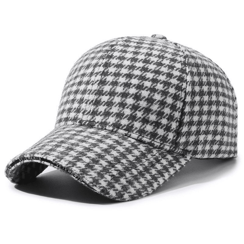 Men’s Houndstooth Baseball Cap | Stylish Vintage Brown Checkered Cap