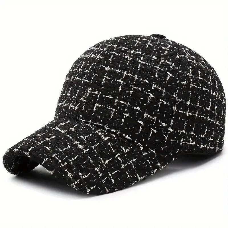 Men’s Bouclé Cap | Black and White Knitted Baseball Cap