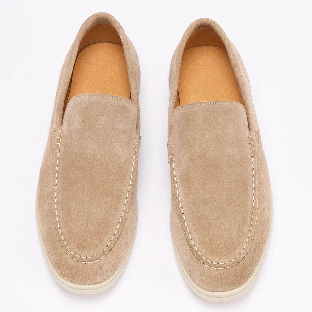 Men’s Suede Loafers | Comfortable Beige Slip-Ons