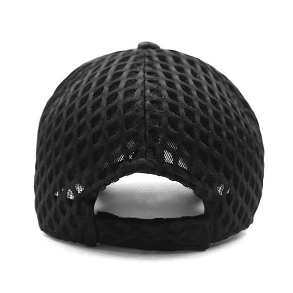 Men’s Mesh Cap with Honeycomb Texture | Breathable Adjustable Black Sports Cap