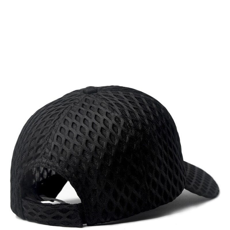 Men’s Mesh Cap with Honeycomb Texture | Breathable Adjustable Black Sports Cap