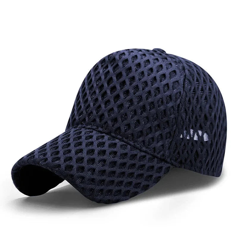 Men’s Mesh Cap with Honeycomb Texture | Breathable Adjustable Black Sports Cap
