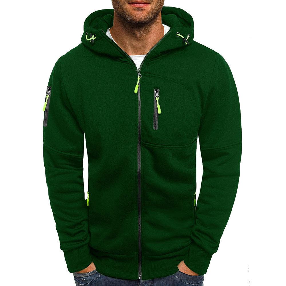 Men's Casual Cotton Blend Zipper Hooded Slim Fit Sports Jacket